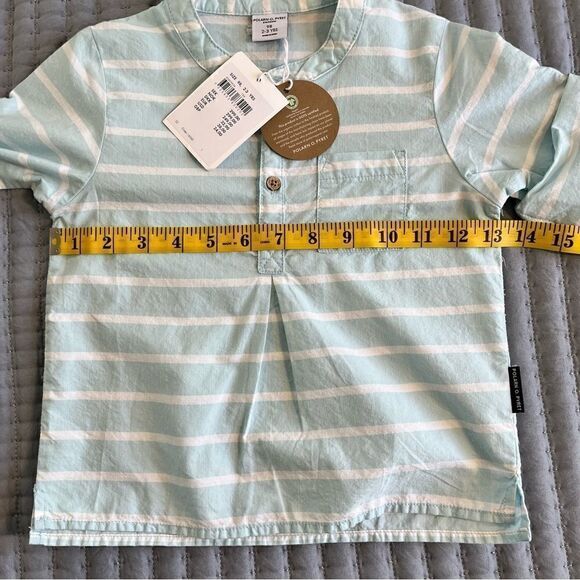 NWT Polarn O. Pyret Sweden Organic Cotton 3 Button Popover with Rolled Sleeves - Picture 6 of 14